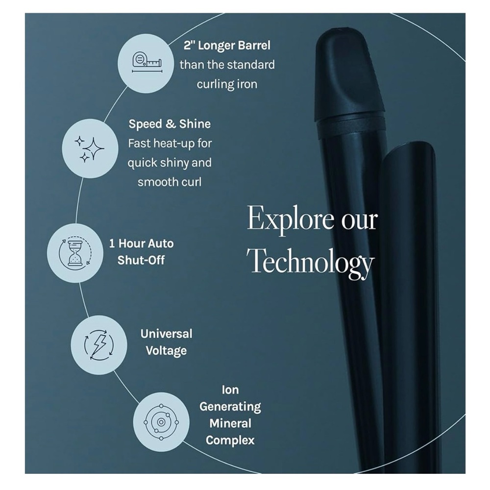 Bio Ionic Black Curling Iron 1.25” - Picture 4 of 6